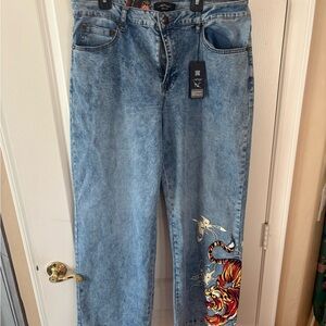 Ed Hardy Denim Jeans with Tiger Design 32